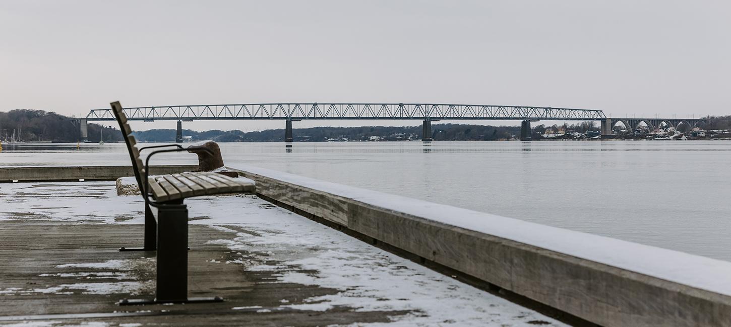 Vinterstemning fra havnefronten i Middelfart