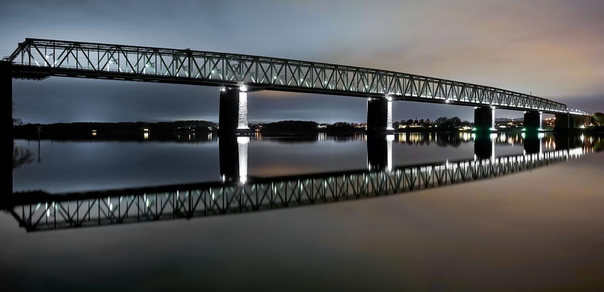 Aftenstemning ved Den Gamle Lillebæltsbro-Middelfart